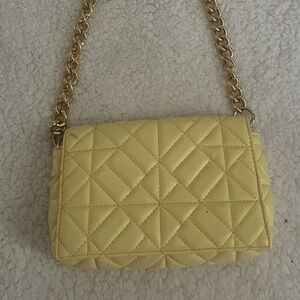 Yellow Quilted Chain Shoulder Bag